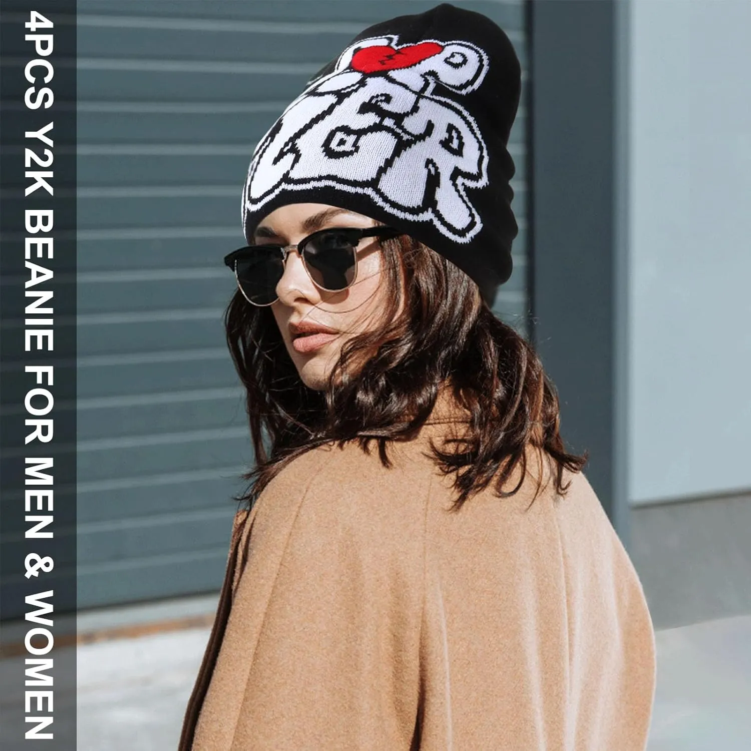 4 Pcs Beanies y2k for Women Men Spider Web Beanie Acrylic Knitted Hat Casual Beanies