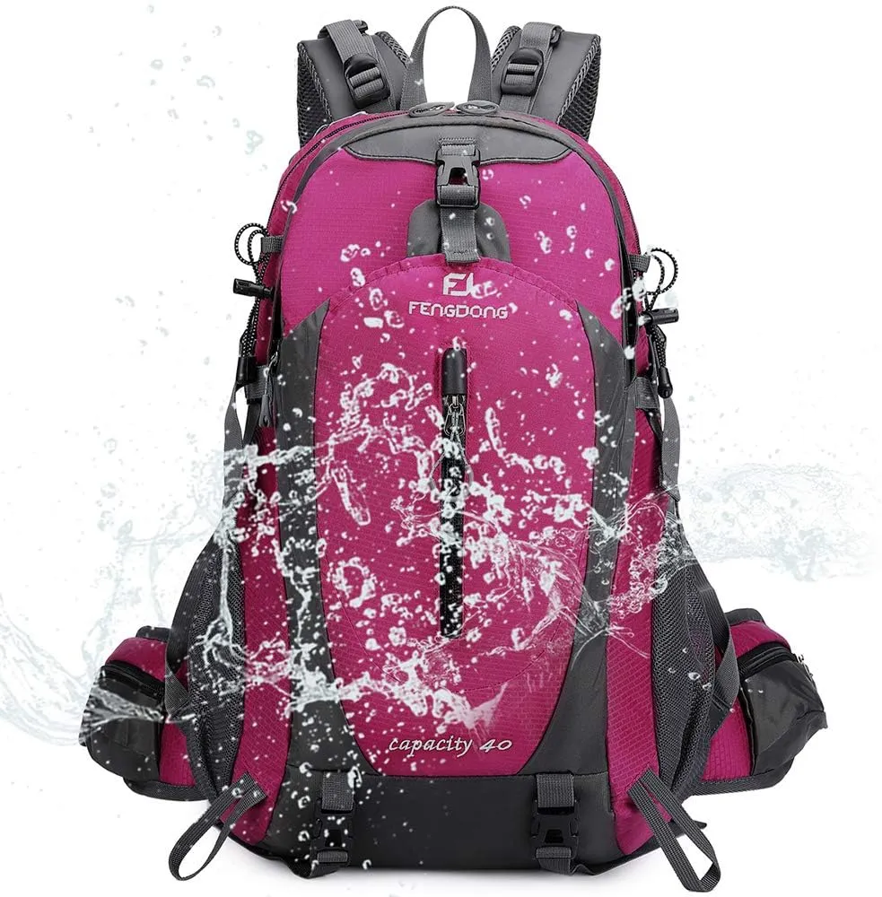 40L Waterproof Lightweight Outdoor Daypack Hiking,Camping,Travel Backpack for Women Men Pink