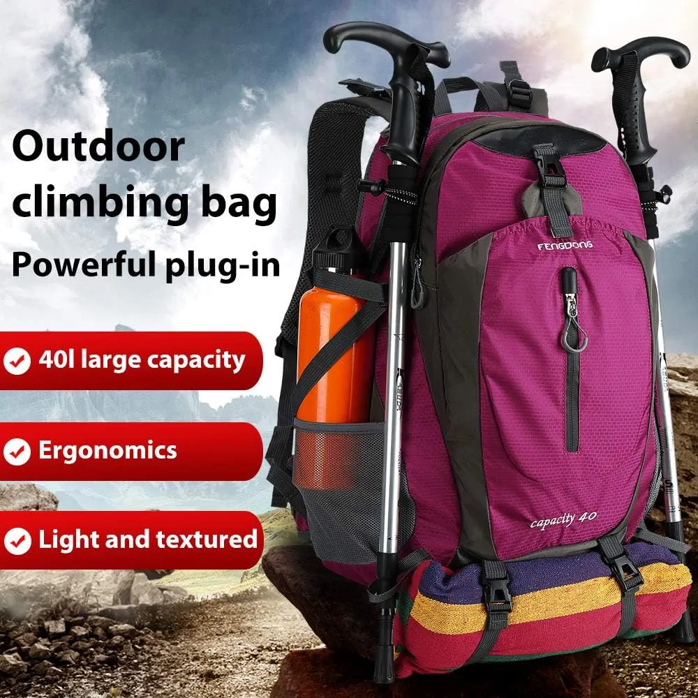 40L Waterproof Lightweight Outdoor Daypack Hiking,Camping,Travel Backpack for Women Men Pink