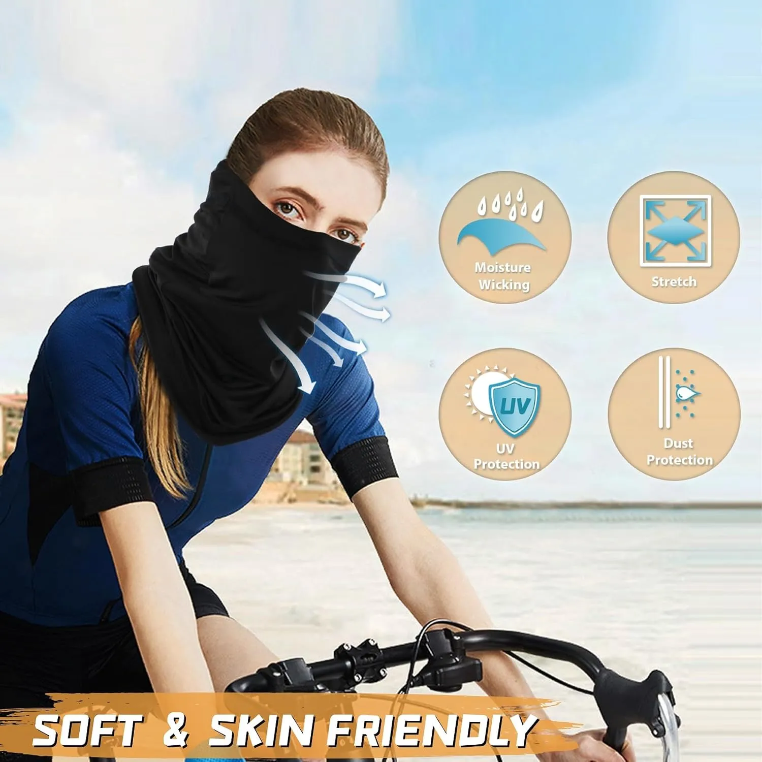 6 Pack Neck Gaiter Bandana Face Mask: Cooling Gator Mask Face Cover Neck Scarf Balaclava