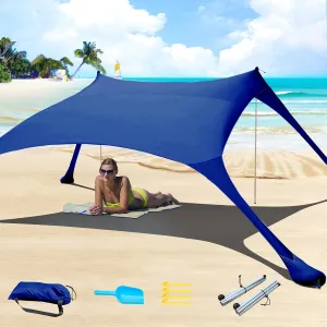 77 FT Beach Tent Sun Shelter UPF50  UV Protection, Outdoor Canopy Tent Sun Shade with 2 Poles for Camping, Beach, Fishing, Backyard and Picnics
