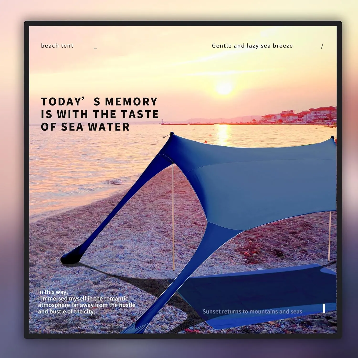 77 FT Beach Tent Sun Shelter UPF50  UV Protection, Outdoor Canopy Tent Sun Shade with 2 Poles for Camping, Beach, Fishing, Backyard and Picnics