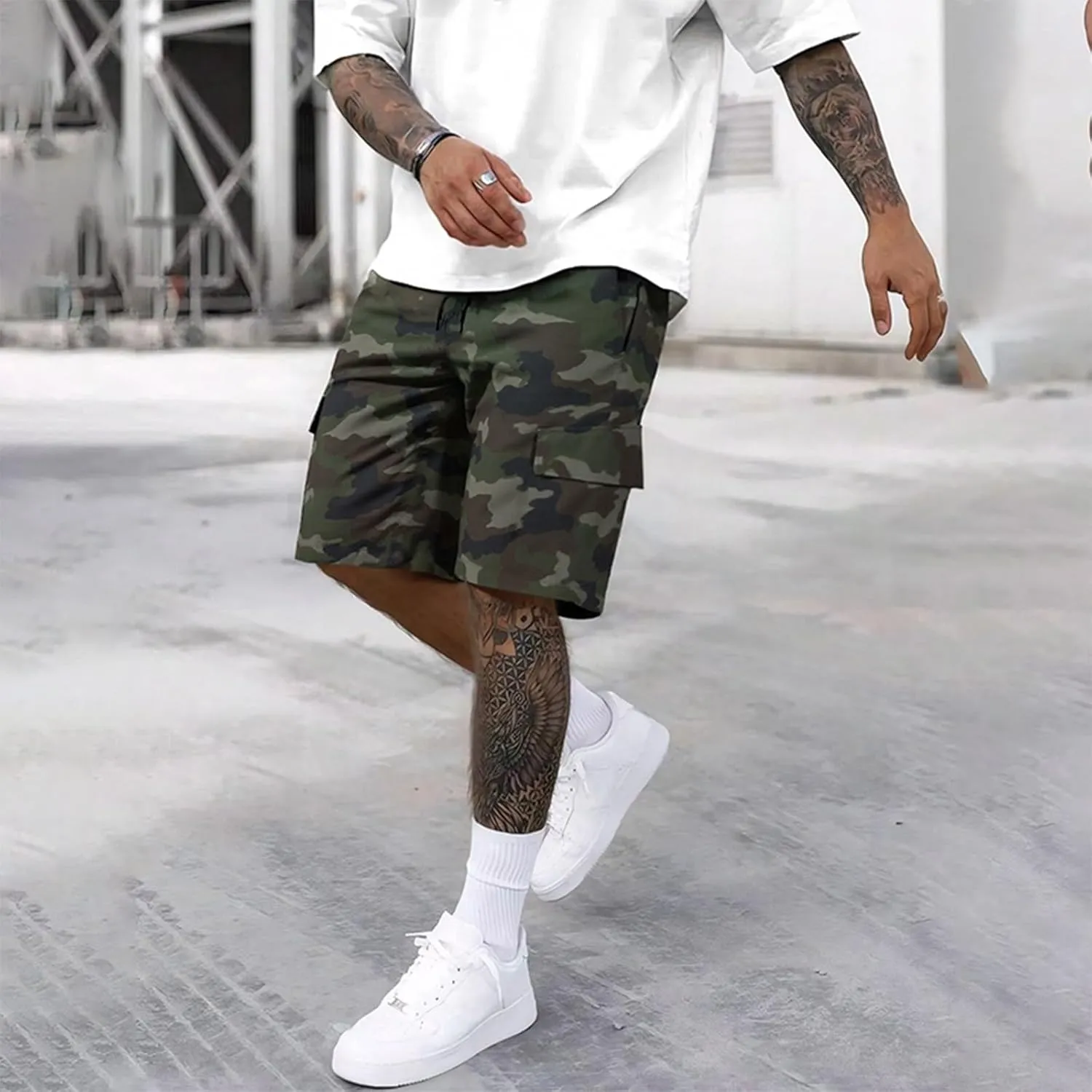 ADHOWBEW Summer Shorts for Men Carpenter Summer Tactical Stretch Big and Tall Hiking Relaxed Trunks