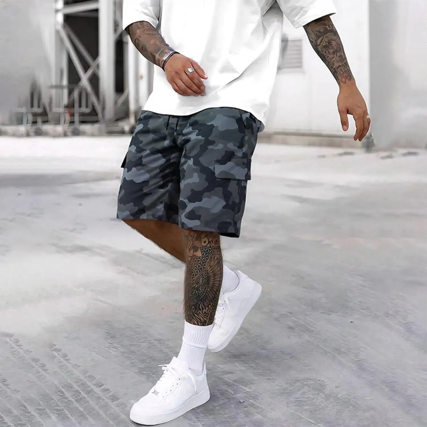 ADHOWBEW Summer Shorts for Men Carpenter Summer Tactical Stretch Big and Tall Hiking Relaxed Trunks