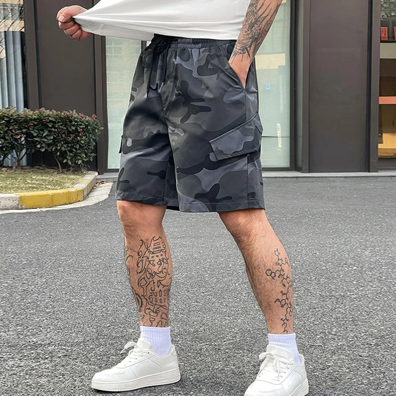 ADHOWBEW Summer Shorts for Men Carpenter Summer Tactical Stretch Big and Tall Hiking Relaxed Trunks