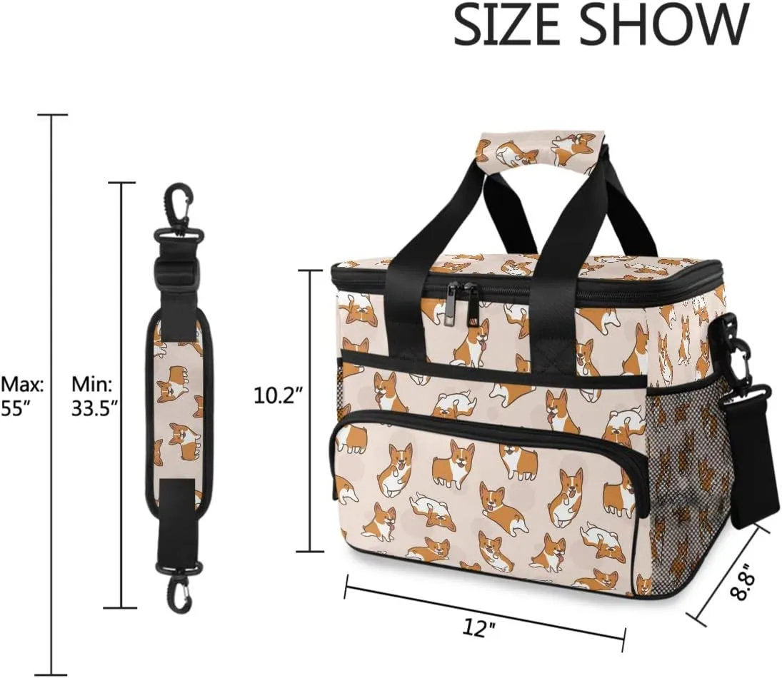 ALAZA Cute Little Corgi Pattern Large Cooler Insulated Picnic Bag Lunch Box for Adult Men Women