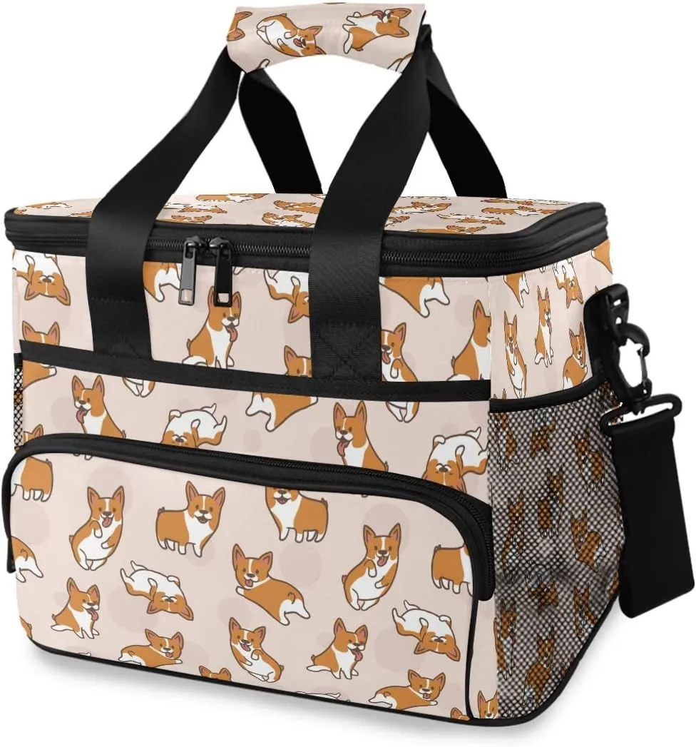 ALAZA Cute Little Corgi Pattern Large Cooler Insulated Picnic Bag Lunch Box for Adult Men Women