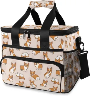 ALAZA Cute Little Corgi Pattern Large Cooler Insulated Picnic Bag Lunch Box for Adult Men Women