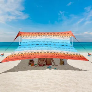 Beach Tent, Beach Canopy Sun Shade Sail UPF 50 , Portable 1010 FT Camping Sun Shelter with Sandbags, Poles, Ground Pegs and Anti-Wind Ropes for Outdoor, Backyard, Picnics, Sport, Fishing