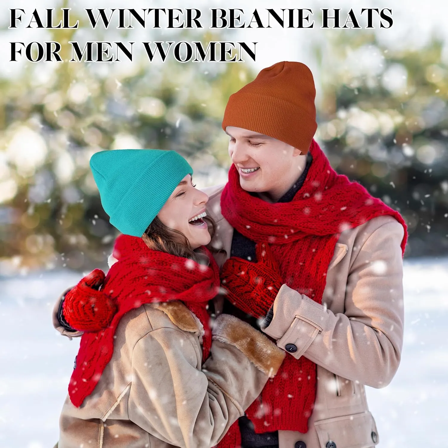 Beanies for Men Women 2 Pack Fall Winter Men's Hats Unisex Warm Knit Skullies Beanies Soft Ski Caps