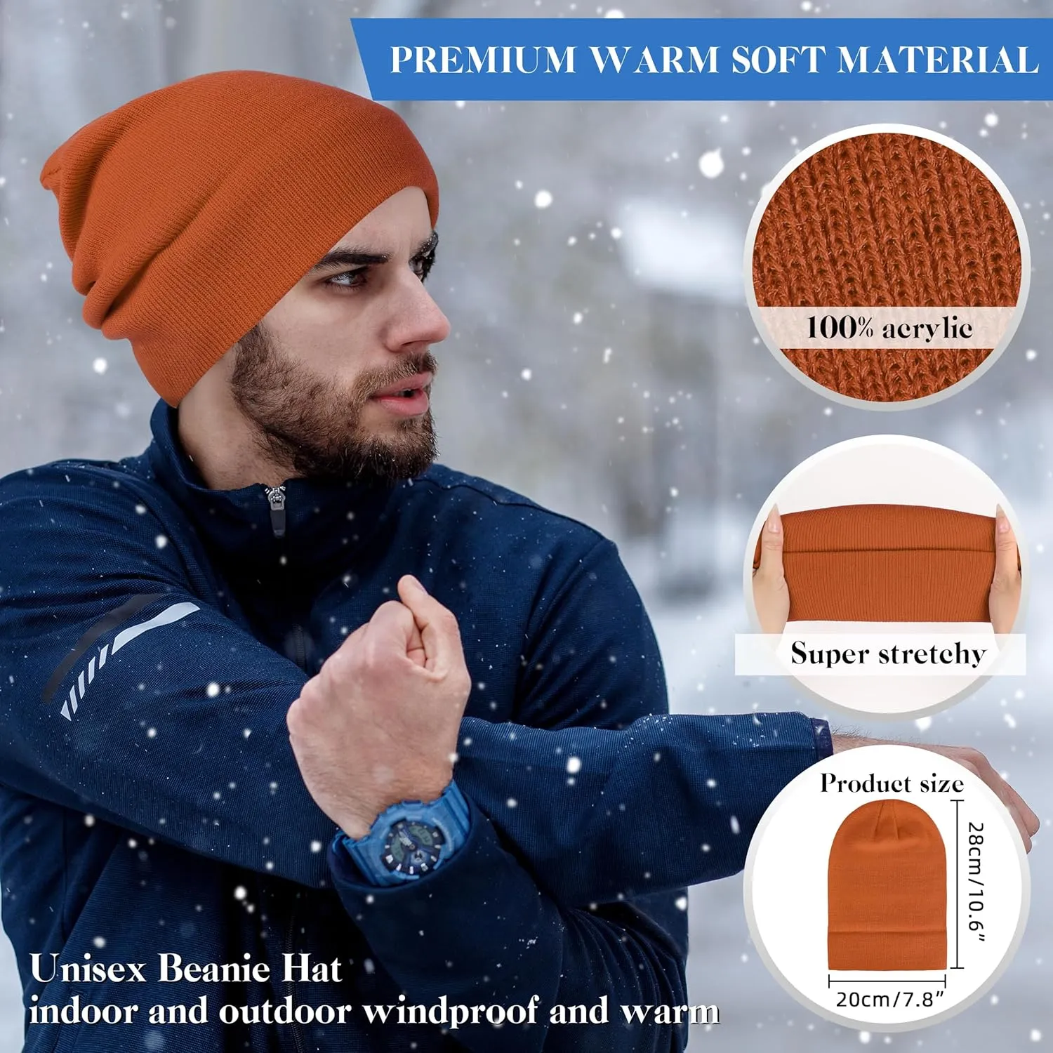 Beanies for Men Women 2 Pack Fall Winter Men's Hats Unisex Warm Knit Skullies Beanies Soft Ski Caps