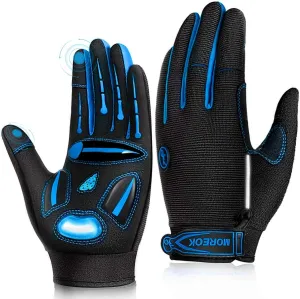 BIKINGMOREOK Bike Cycling Gloves for Men Women,Touchscreen Full Finger Shock-Absorbing 5MM Gel Pads MTB Road Bicycle Gloves for Mountain Biking,Running,Hiking,Outdoor Sports