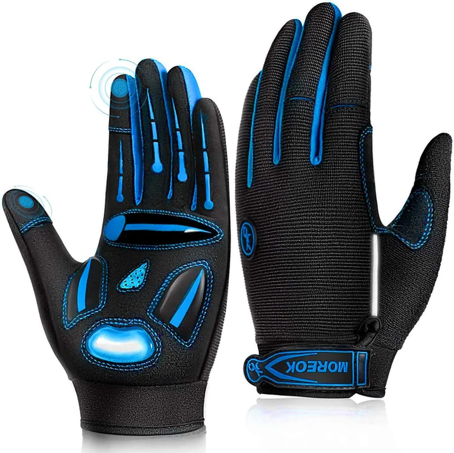 BIKINGMOREOK Bike Cycling Gloves for Men Women,Touchscreen Full Finger Shock-Absorbing 5MM Gel Pads MTB Road Bicycle Gloves for Mountain Biking,Running,Hiking,Outdoor Sports