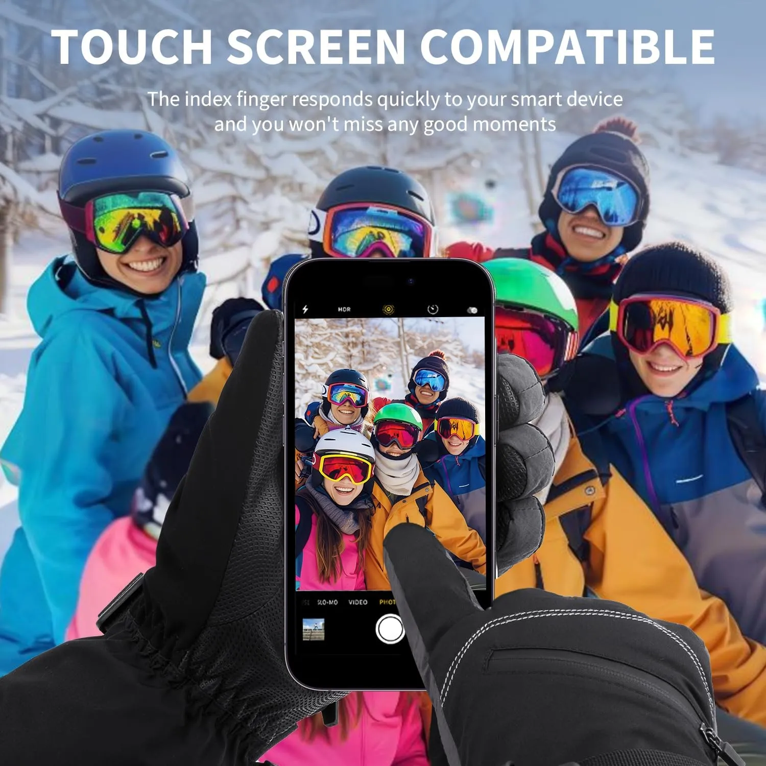 BOSONER Ski Snowboard Gloves, Waterproof Winter Warm Gloves, Cold Weather Touchscreen Snow Gloves for Mens, Womens, Kids Skiing,Snowboarding