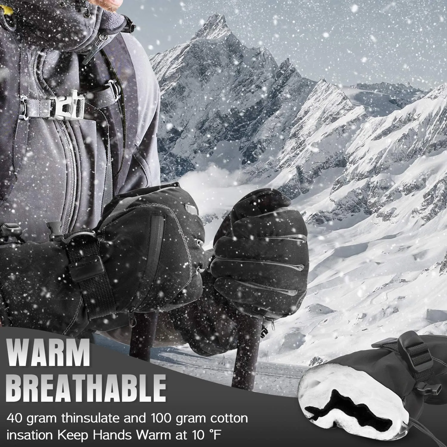 BOSONER Ski Snowboard Gloves, Waterproof Winter Warm Gloves, Cold Weather Touchscreen Snow Gloves for Mens, Womens, Kids Skiing,Snowboarding