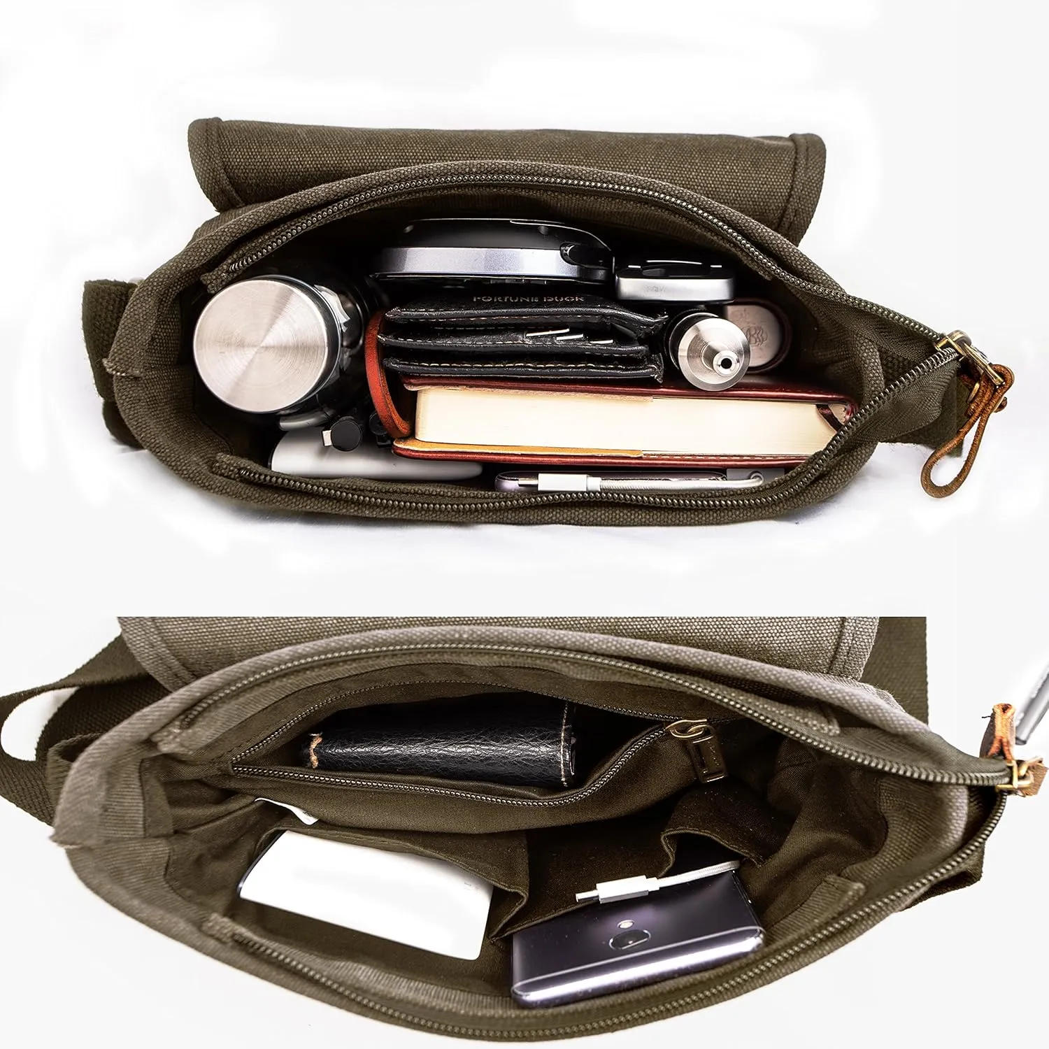 Canvas Messenger Bag Small Crossbody Bag Casual Travel Working Tools Bag Shoulder Bag Hold Phone Handset Anti Theft