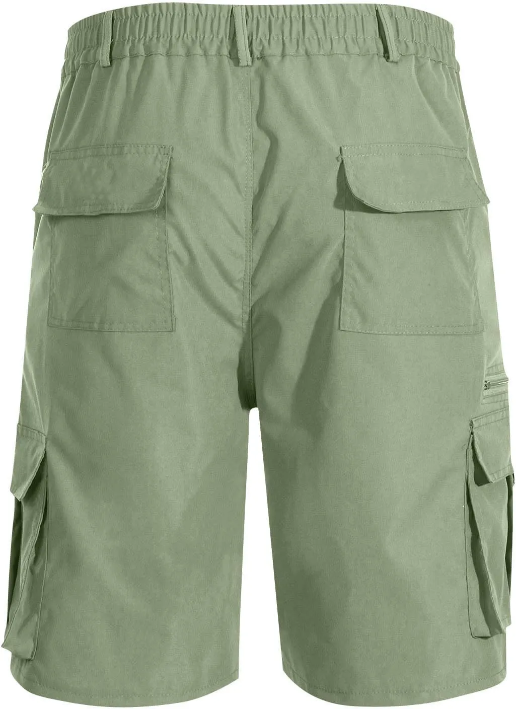 Cargo Shorts for Men Summer Work Hiking Pants Elastic Waist Knee Length Big and Tall Bermuda Shorts with Pockets