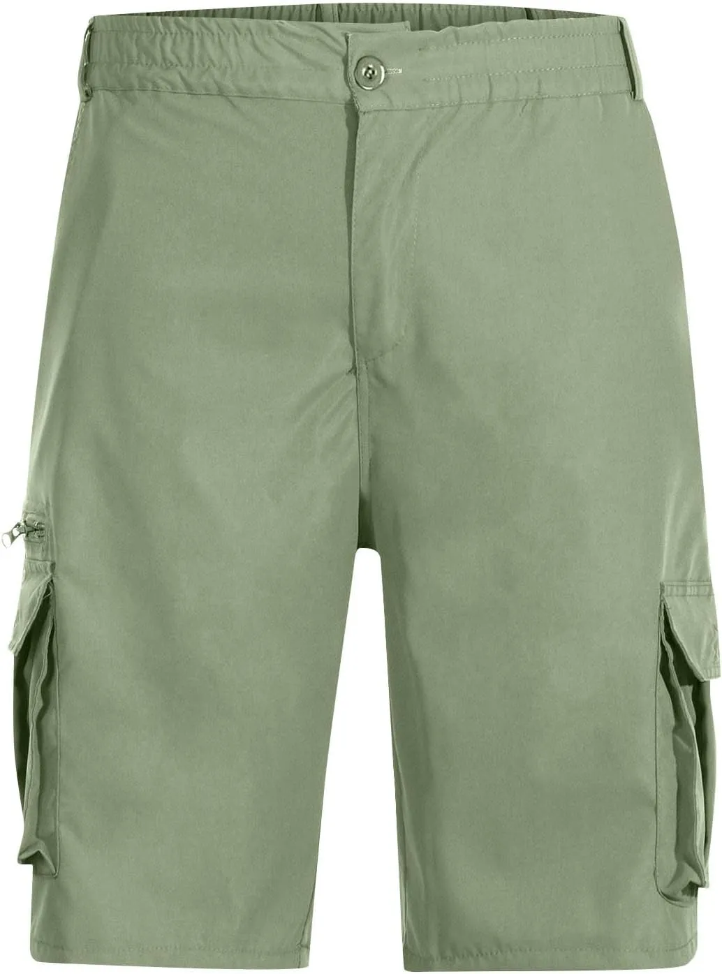 Cargo Shorts for Men Summer Work Hiking Pants Elastic Waist Knee Length Big and Tall Bermuda Shorts with Pockets