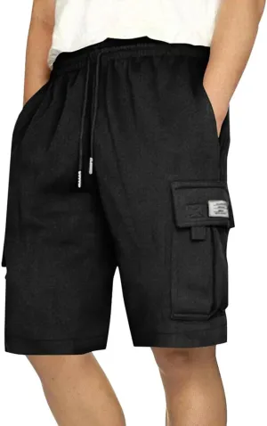 Cargo Shorts Men with Multi Pockets Work Elastic Drawstring Shorts Casual Classic Summer Solid Regular Fit Half Pants