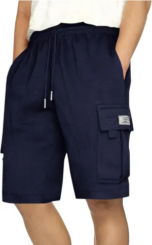 Cargo Shorts Men with Multi Pockets Work Elastic Drawstring Shorts Casual Classic Summer Solid Regular Fit Half Pants