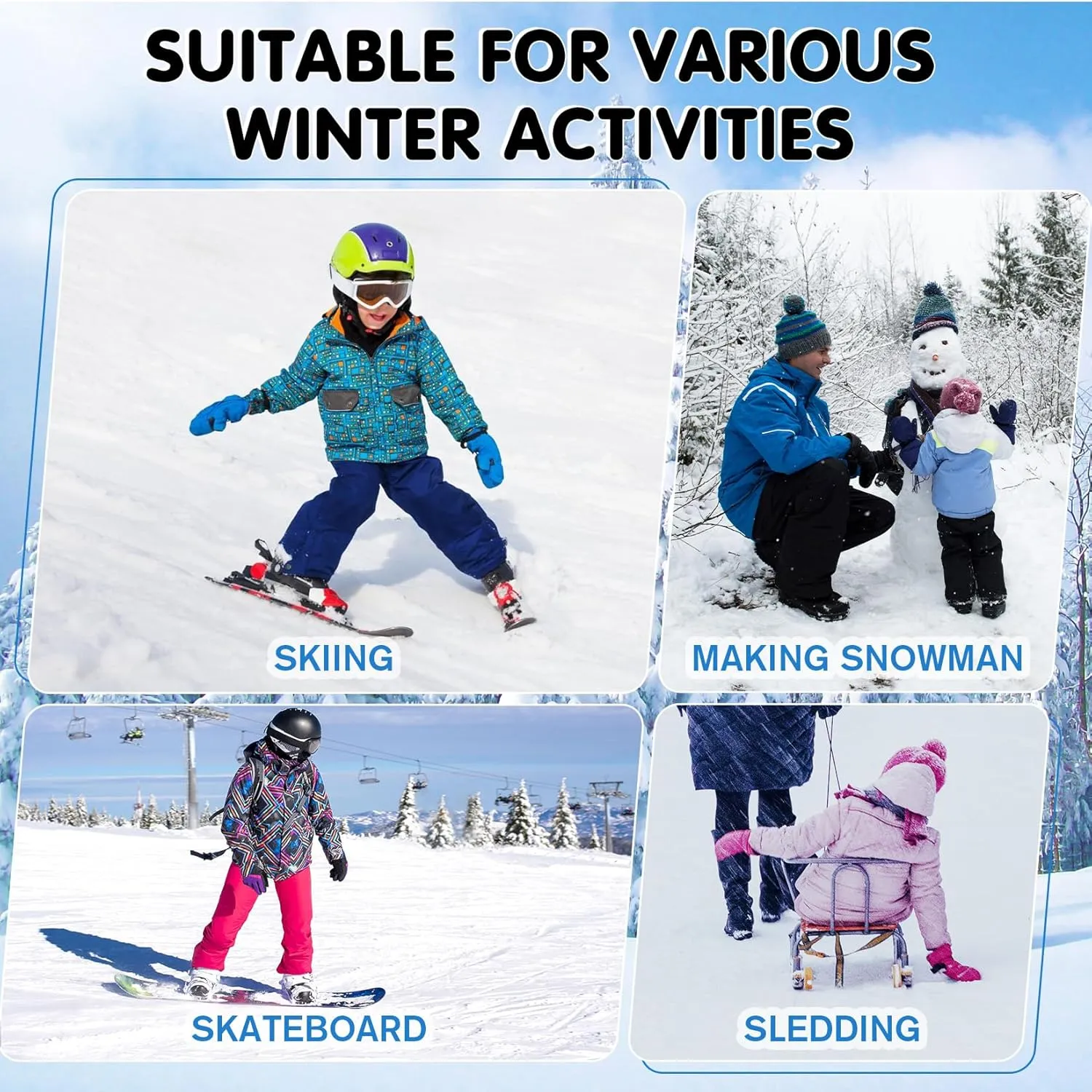 Century Star Kids Waterproof Warm Winter Ski Gloves for Boys & Girls - Sport Mittens
