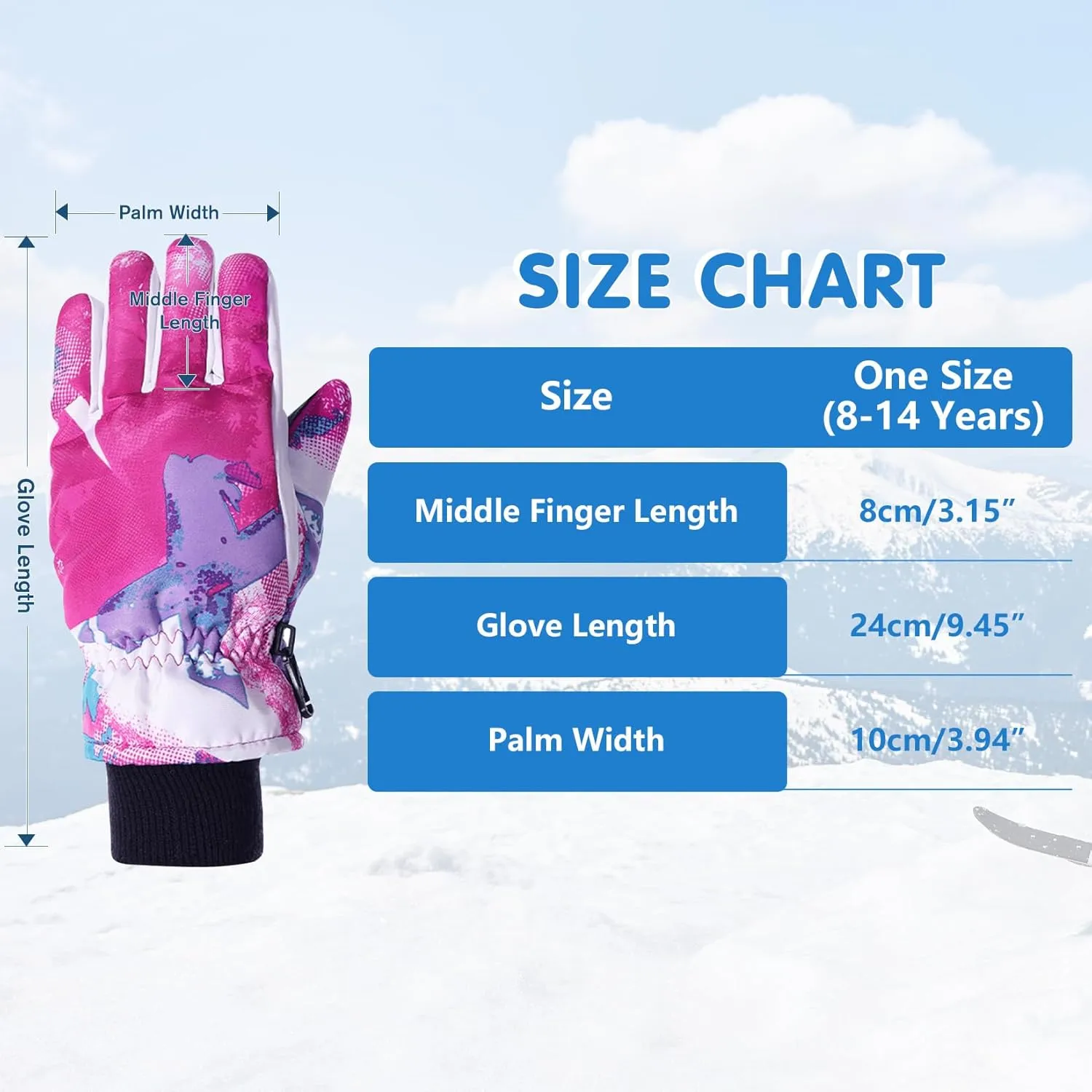 Century Star Kids Waterproof Warm Winter Ski Gloves for Boys & Girls - Sport Mittens