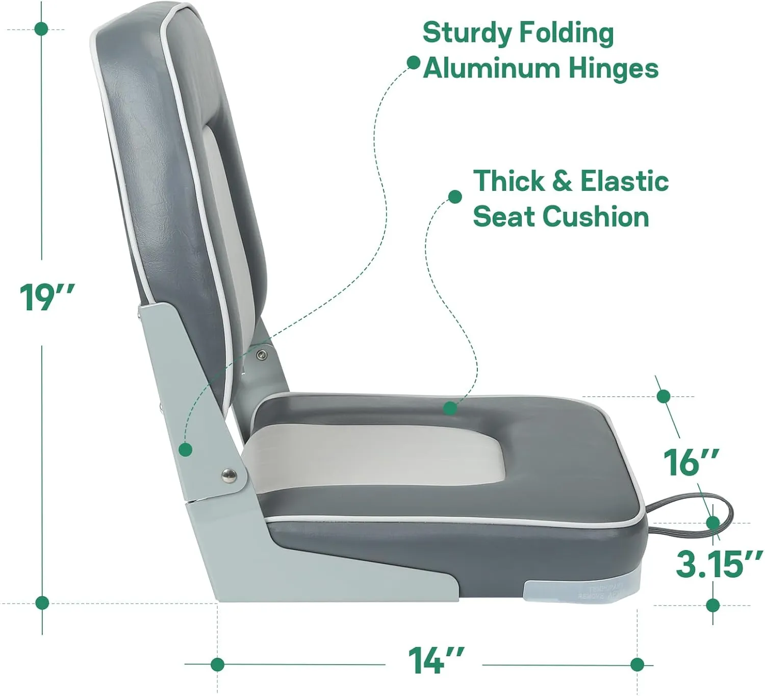 Classic Low Back Fishing Boat Seat Folding Marine Bass Jon Boat Seats (Darkgray/Lightgray)