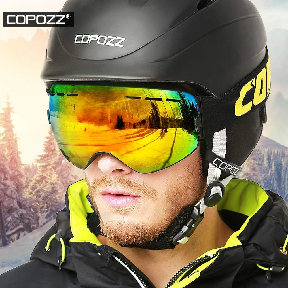 COPOZZ Ski Goggles, G1 OTG Snowboard Snow Goggles for Men Women Youth, Interchangeable Double Layer Anti Fog UV Protection