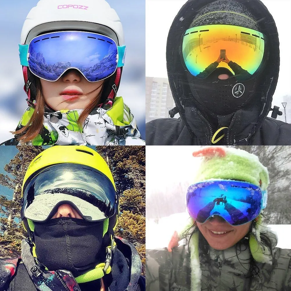 COPOZZ Ski Goggles, G1 OTG Snowboard Snow Goggles for Men Women Youth, Interchangeable Double Layer Anti Fog UV Protection