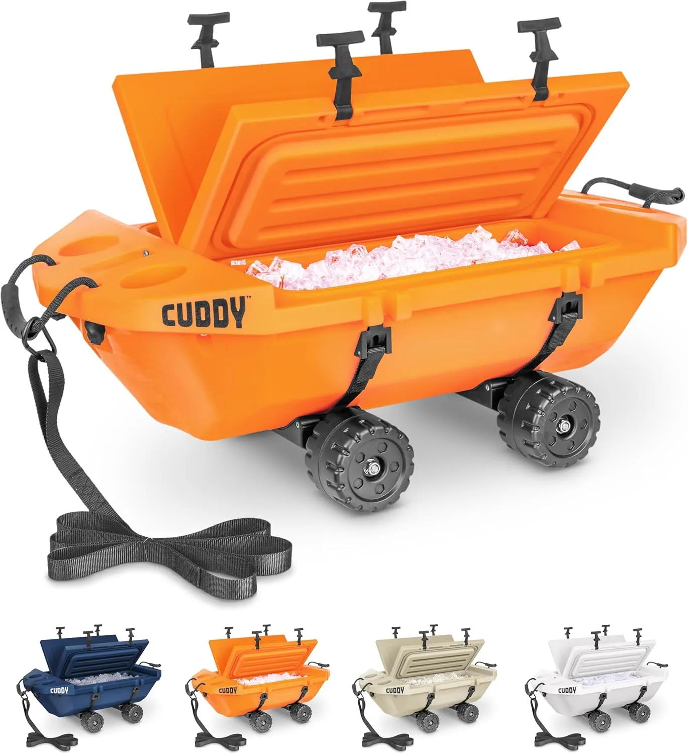 CUDDY Crawler Cooler with Wheels  40 QT Amphibious Floating Cooler and Dry Storage Vessel - Orange, Navy, Tan, or White