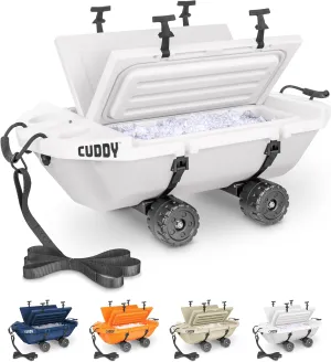 CUDDY Crawler Cooler with Wheels  40 QT Amphibious Floating Cooler and Dry Storage Vessel - Orange, Navy, Tan, or White