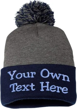 Custom Embroidered Beanie Men Women Unisex Cuffed Knit Pom Skull Cap Hat