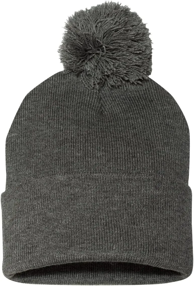 Custom Embroidered Beanie Men Women Unisex Cuffed Knit Pom Skull Cap Hat