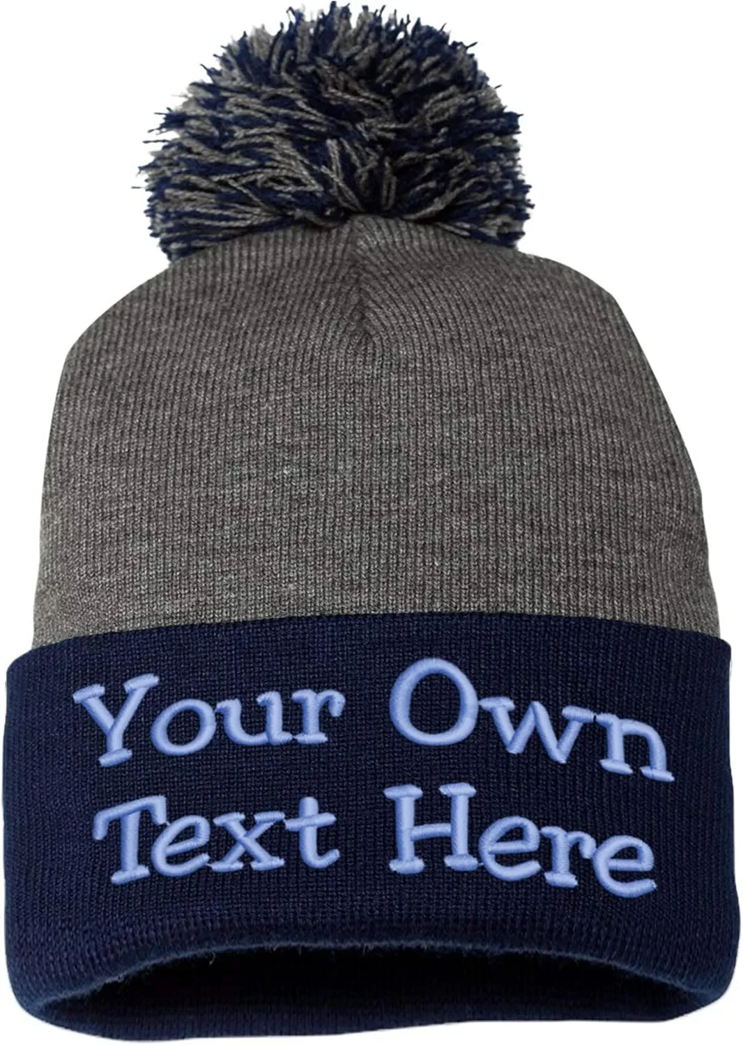 Custom Embroidered Beanie Men Women Unisex Cuffed Knit Pom Skull Cap Hat