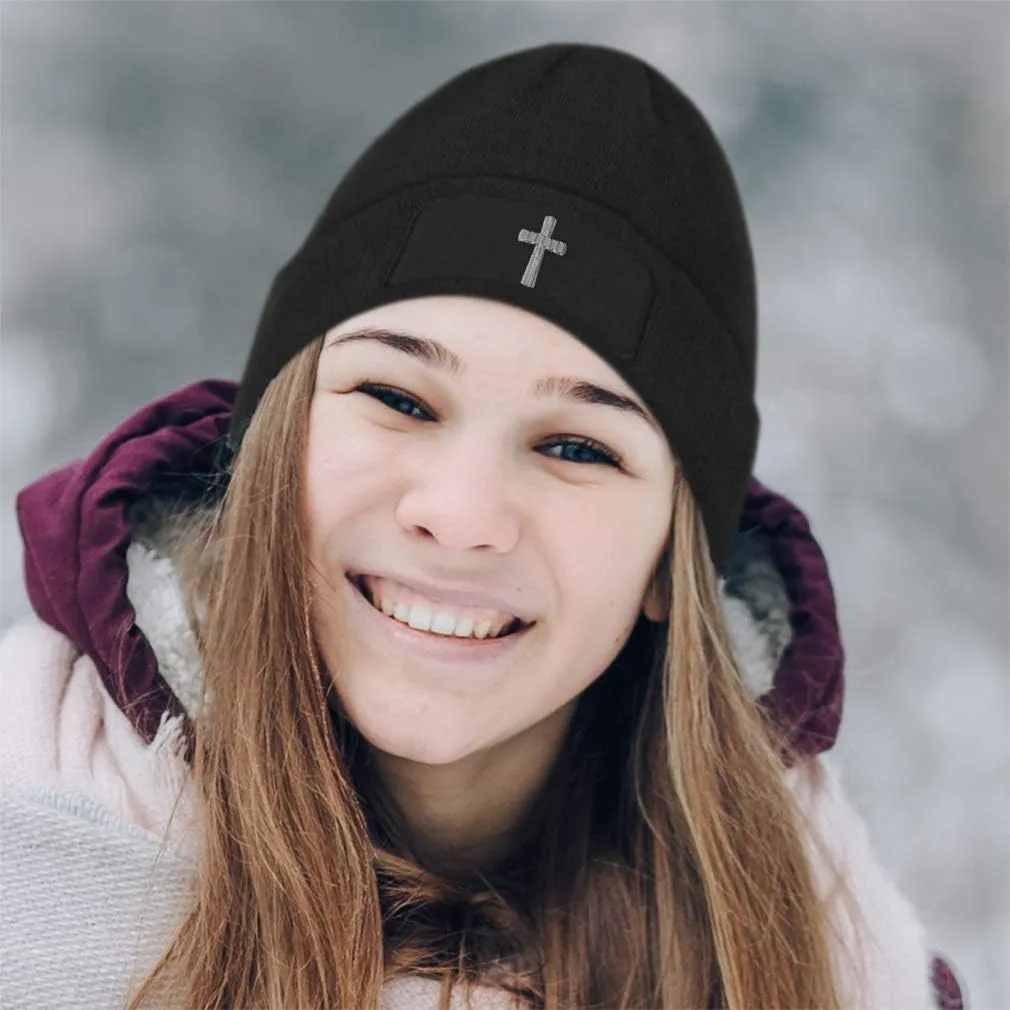 Custom Patch Beanie Cone Cross White Embroidery Skull Cap Hats for Men & Women