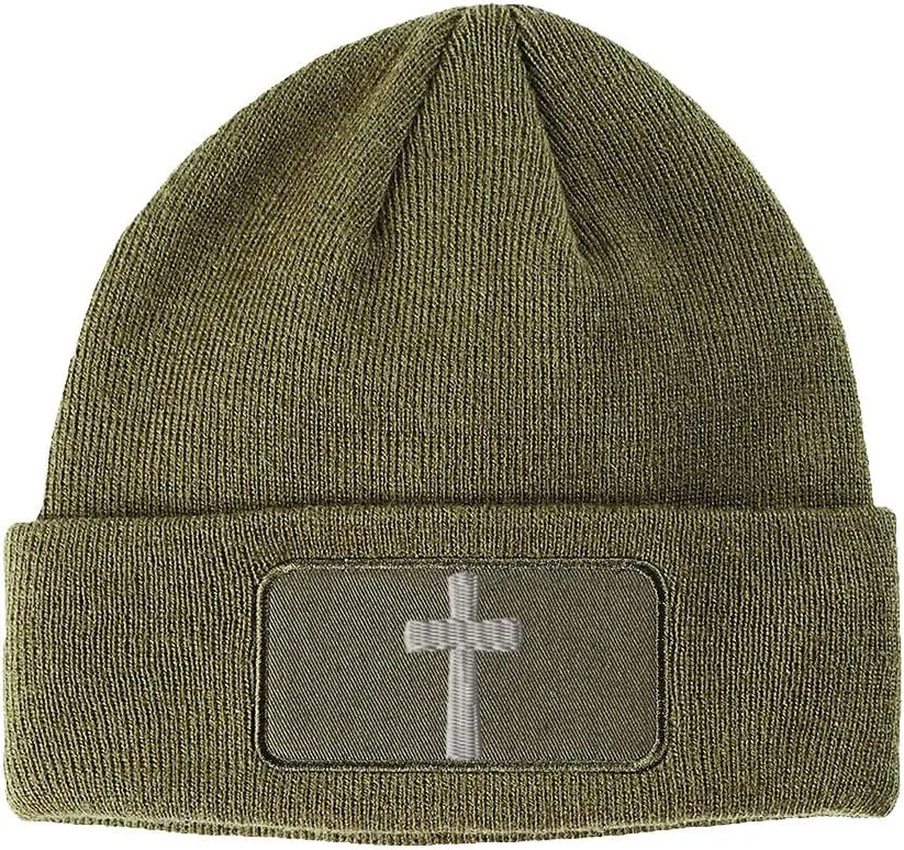 Custom Patch Beanie Cone Cross White Embroidery Skull Cap Hats for Men & Women