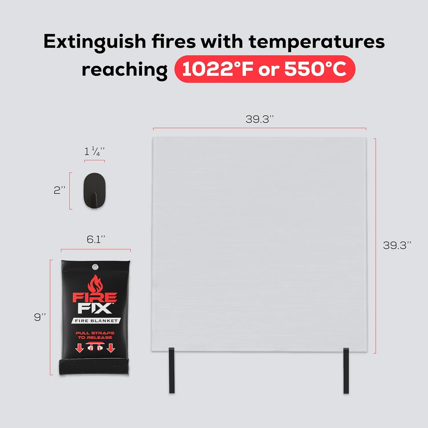 Emergency Fire Blanket for Home & Kitchen | 1-Pack   Mount | Fire Extinguisher for Camping Gear, Car Safety, Hiking, Survival Kit & Welding | Flame Retardant Preparedness Supplies 39" x 39"