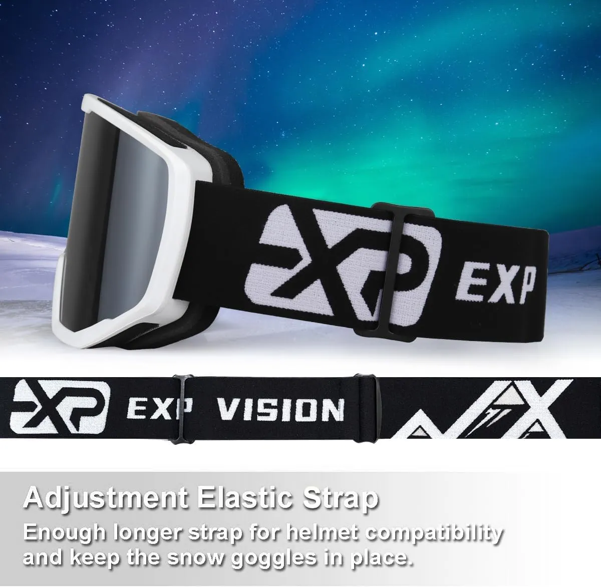 EXP VISION Ski/Snowboard Goggles for Men Women, OTG Snow Goggles Anti Fog UV Protection