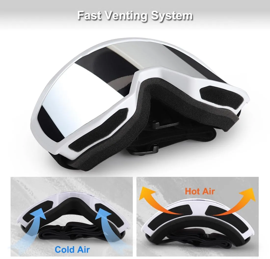 EXP VISION Ski/Snowboard Goggles for Men Women, OTG Snow Goggles Anti Fog UV Protection