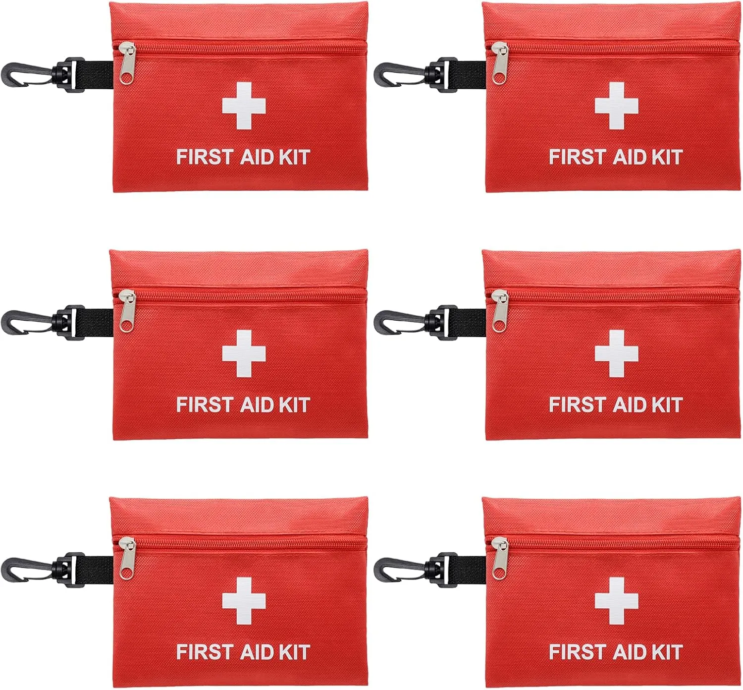 Faylapa 6Pcs Empty First Aid Bag, 7.8x5.5 inches Travel Empty First Aid Storage Bag for Travel, Home, Office, Vehicle, Camping, Hiking, Outdoors (Bag Only)