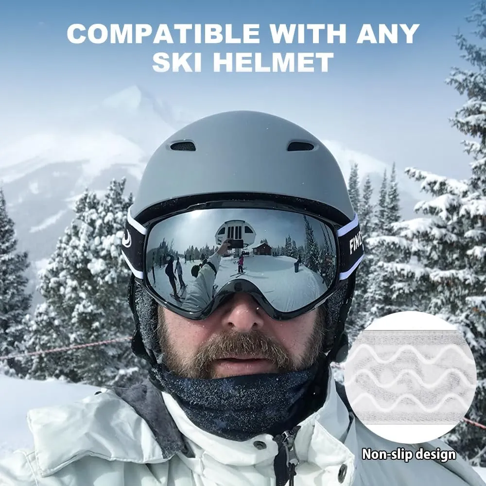 findway Ski Goggles OTG - Over Glasses Snow/Snowboard Goggles for Men, Women & Youth - 100% UV Protection