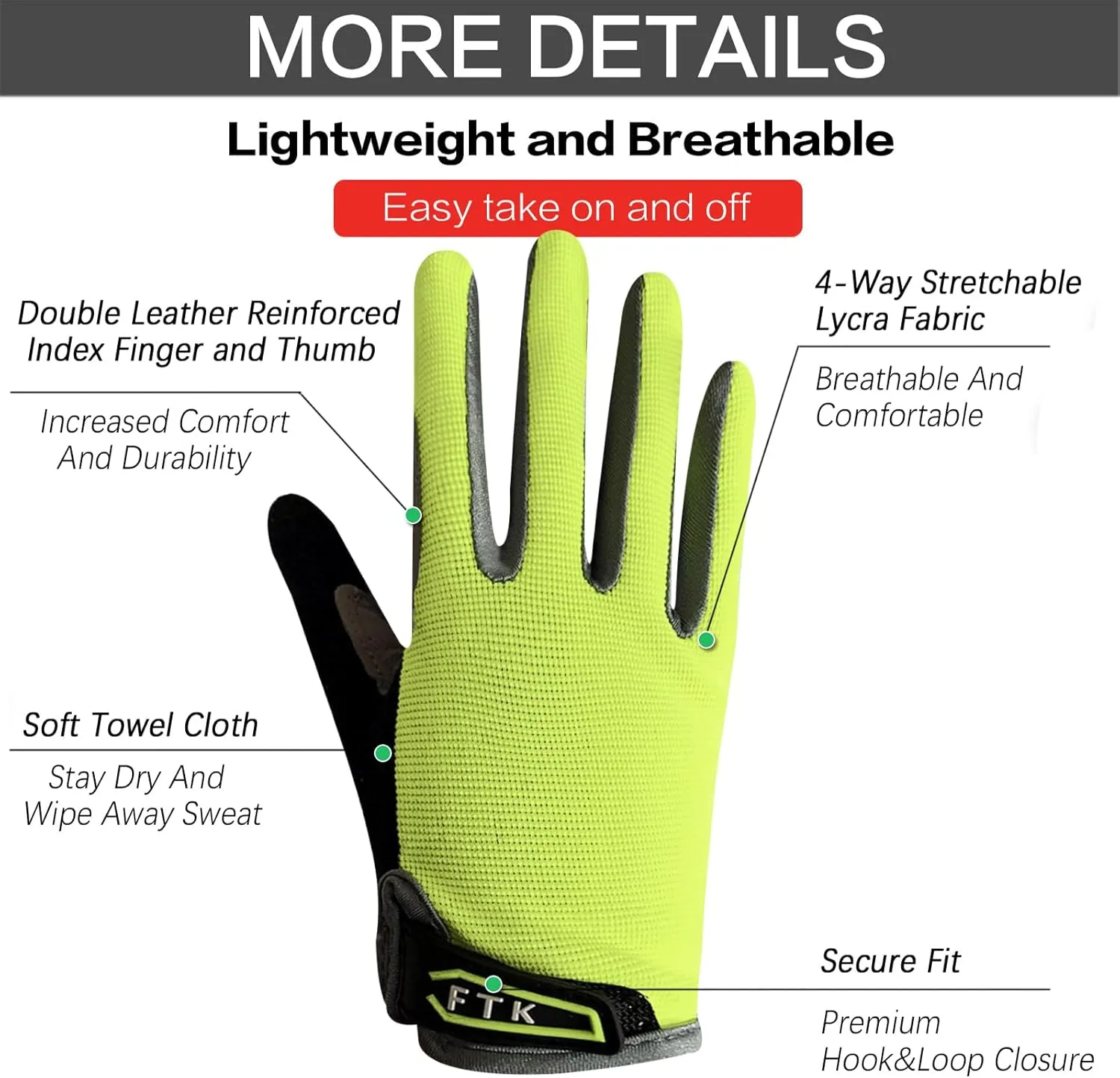 FINGER TEN Cycling Gloves Kids Boys Girls Youth Full Finger Pair Dirt Bike Riding, Children Toddler Touch Screen Mountain Road Bicycle Warm Cold Weather Gel Padded, Color Blue Orange