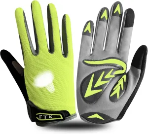 FINGER TEN Cycling Gloves Kids Boys Girls Youth Full Finger Pair Dirt Bike Riding, Children Toddler Touch Screen Mountain Road Bicycle Warm Cold Weather Gel Padded, Color Blue Orange