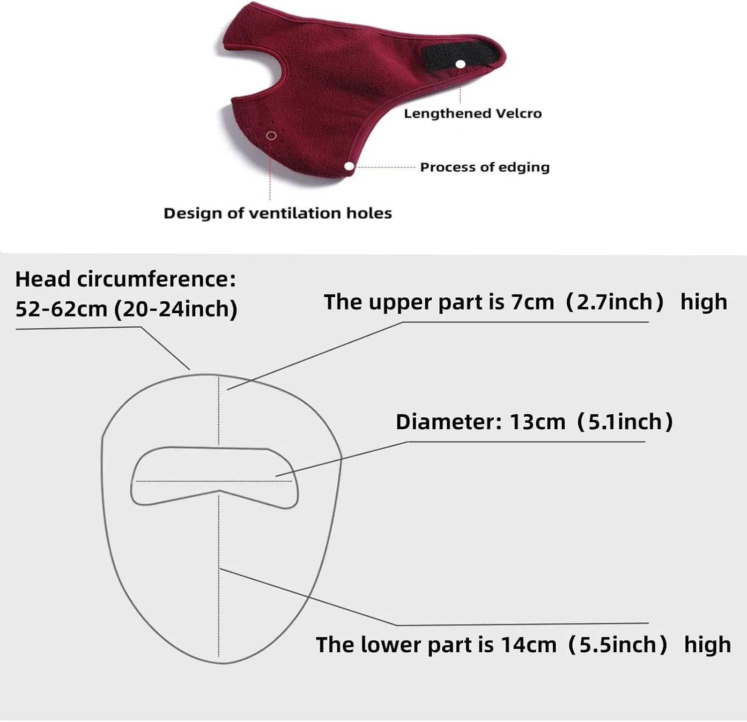 Fleece Face Mask for Winter,Fleece Ski Mask Cycling Full Cover Face Mask Cold Weather Warm Mask Outdoor Windproof Mask