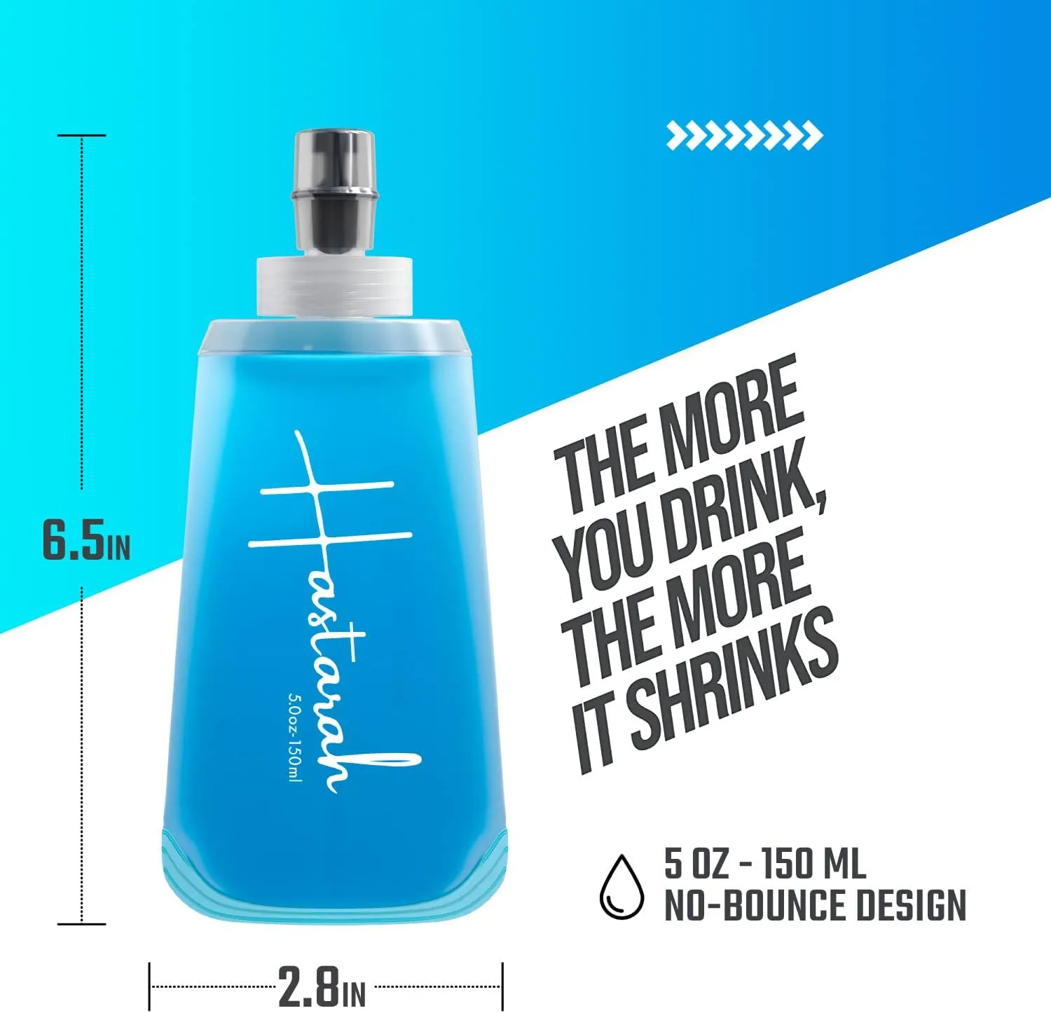 Flexible Collapsible Water Bottle (2-Pack) | 5oz, BPA/PVC Free, Ideal for Hydration Packs, Running, Hiking & Travel