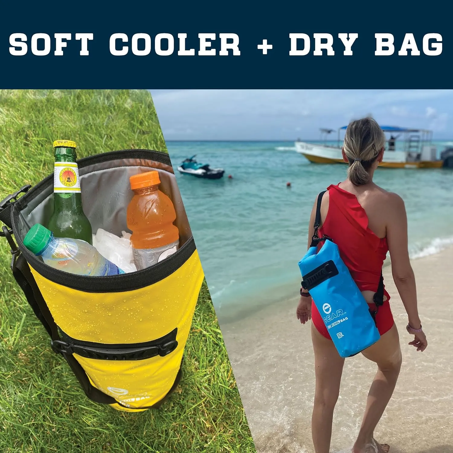 Floating Cooler Bag Roll Top Insulated Dry Backpack  Leak Proof, Collapsible, Waterproof Cooler with Padded Shoulder Strap - Perfect for Kayaking Fishing Beach Hiking -15L