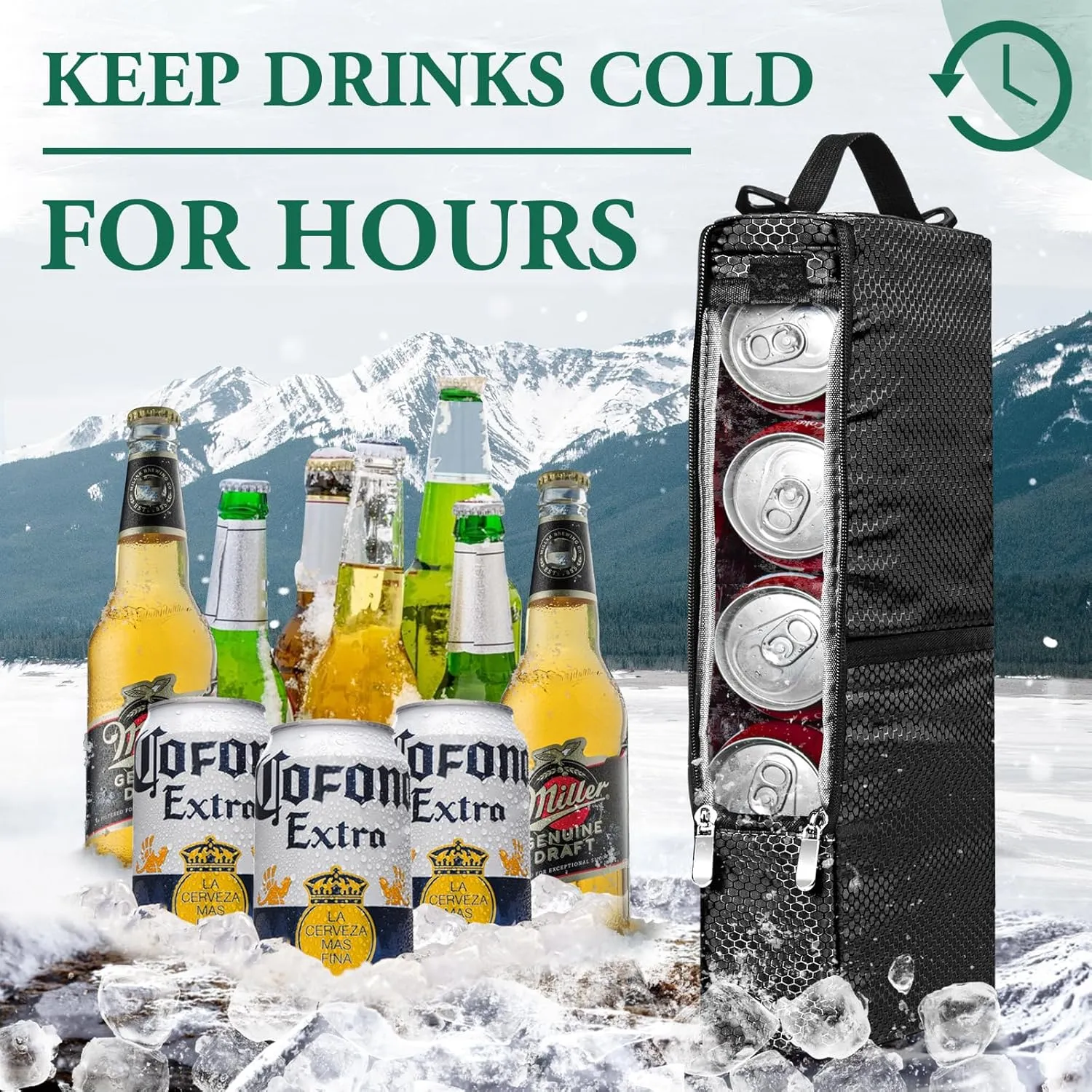 Golf Cooler Bag - Golf Accessories for Men Cooler Sleeve Beer Sling for Cans Insulated Golf Beverages Storage Bag Fits for Golfing, Beach Days, Picnic, Gifts for Men Dad Husband