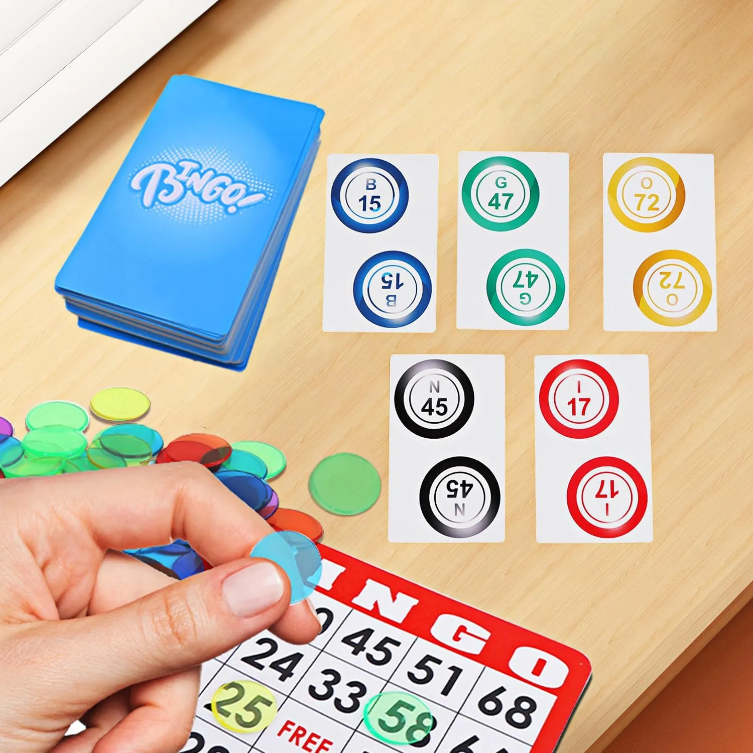 GSE Games & Sports Expert Professional Jumbo Bingo Calling Cards for Bingo Game, Plastic Coated Bingo Playing Cards Deck with High Visibility Numbered