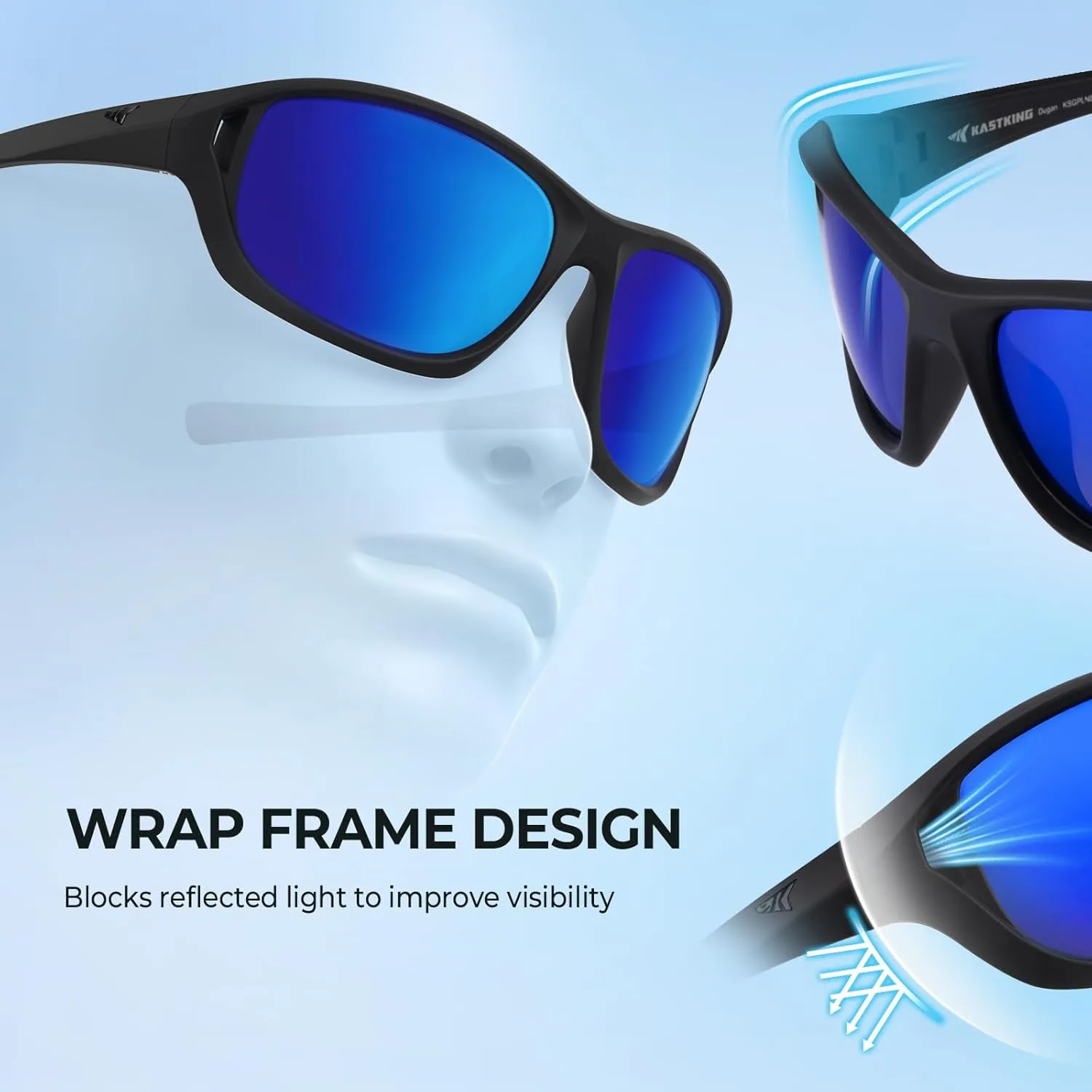 KastKing Dugan Polarized Sport Sunglasses for Men and Women, Ideal for Driving Fishing Cycling Running, UV Protection