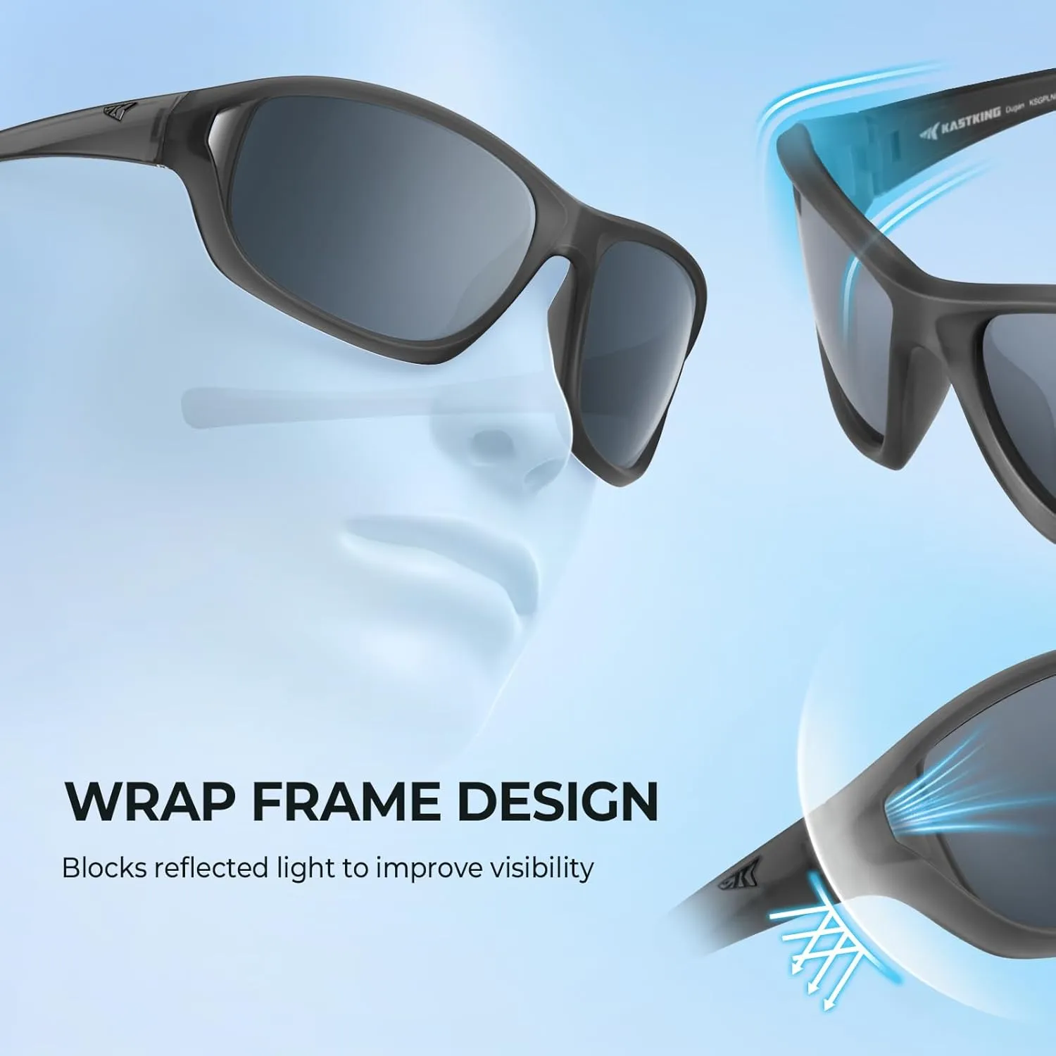 KastKing Dugan Polarized Sport Sunglasses for Men and Women, Ideal for Driving Fishing Cycling Running, UV Protection